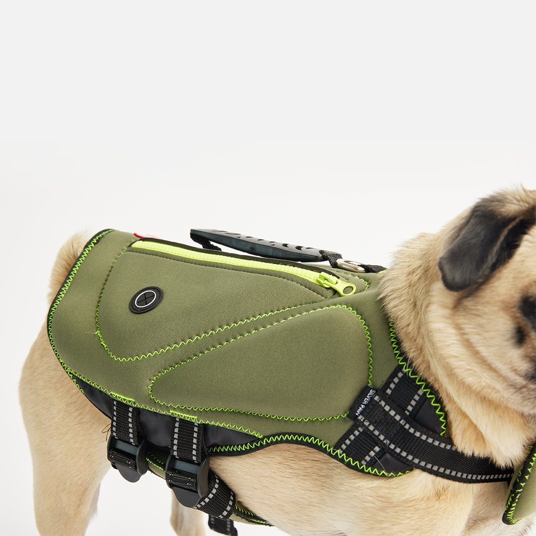 Neoprene Dog Life Jacket-Khaki