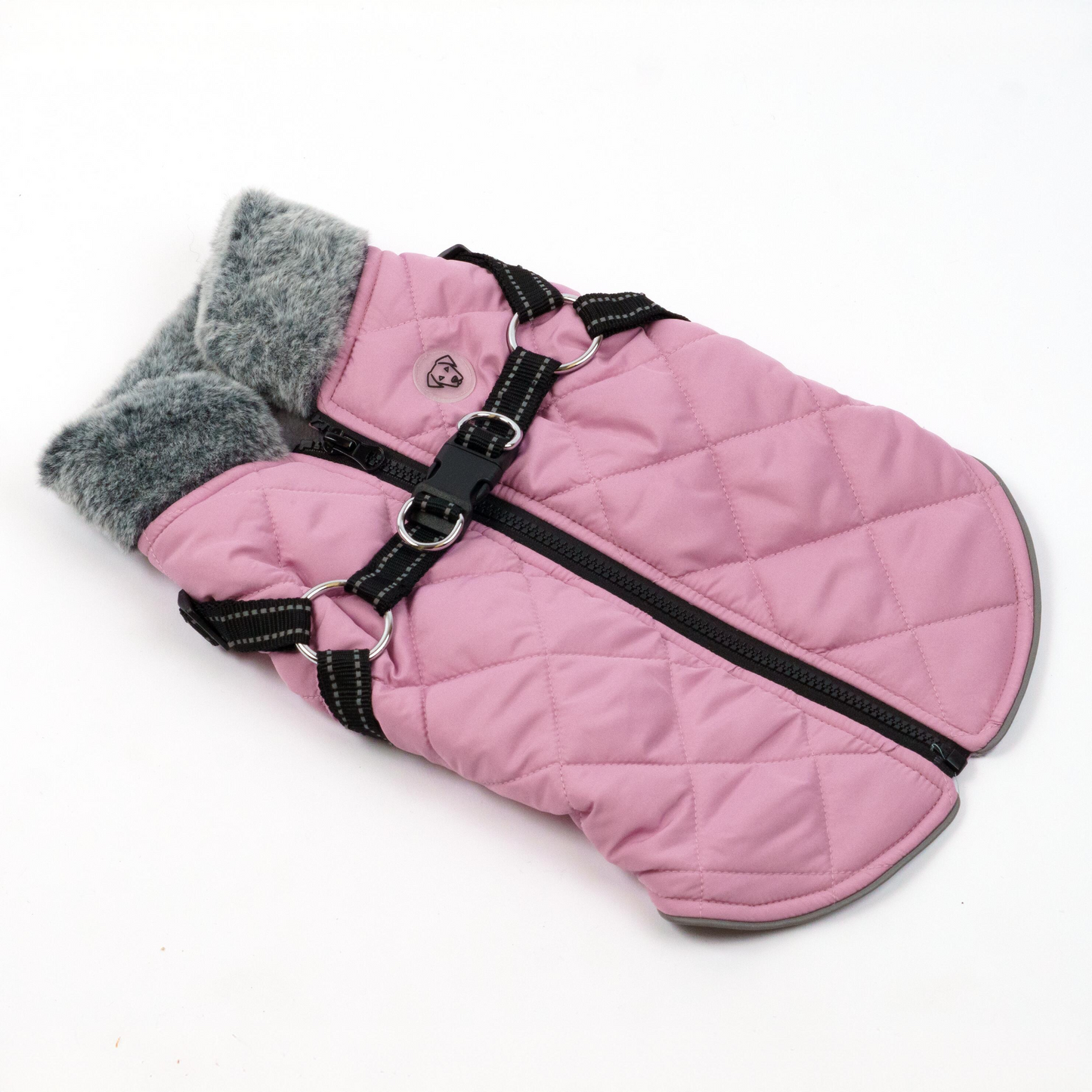 One Paw, Harness Dog Jacket with Built-In Harness, Water-Resistant, Pink, Multiple sizes